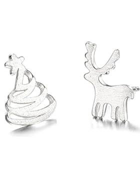 FANSING Weihnachts Baum Hirsch Schmuck Geschenk 925 Sterling Silber Ohrstecker Ohrringe für Kinder Mädchen Damen