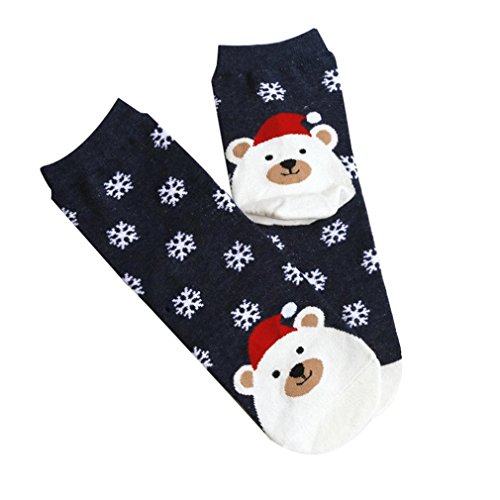 Preisvergleich Produktbild SHOBDW Weihnachten Frauen Cartoon Fuchs Schneeflocke Drucken Casual Socken Cute Unisex Socken (Marine)