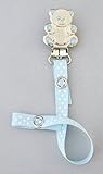 blue polka dots boys pacifier soother dummy holder clip