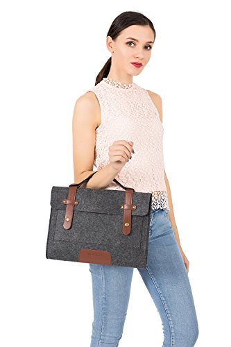 MOSISO Filz Sleeve Hülle Tasche mit Schulterriemen für 13-13.3 Zoll MacBook Air / MacBook Pro / Ultrabook, Schwarz - 6