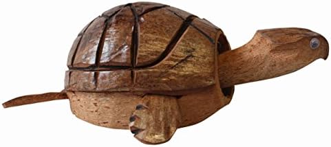 Quay Traders Coconut Turtle Toy Display Bobbing Head &amp; Tail Polished Home Decor 30x29x13