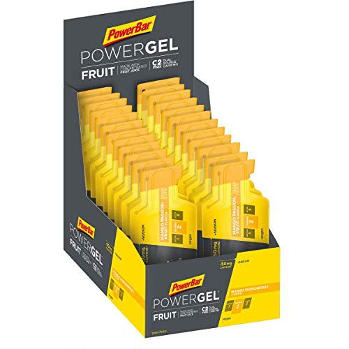 Powerbar Powergel Gels Nutritifs/Tablettes Mangue Fruit de la Passion + Caffeine 24 x 41 g