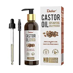 Dabur Castor Oil | 100% Natural Cold Pressed Oil | Promotes Hair Growth , Hydrates Skin & Reduces Wrinkles | No Mineral Oil & Silicones - 200ml