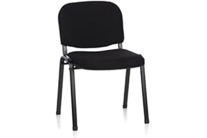 hjh OFFICE 704500 Lot de 4 chaises visiteurs XT 600 Revêtement Tissu Noir Chaise de conférence rembourrée, empilable