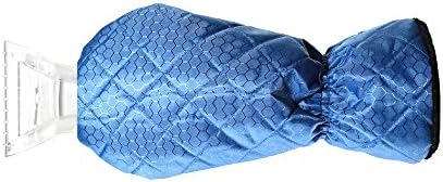 JZF Ice Scraper Mitts, Windshield Snow Scraper with Glove &amp; Long Handle Snow Ice Scraper for Car Truck Blue