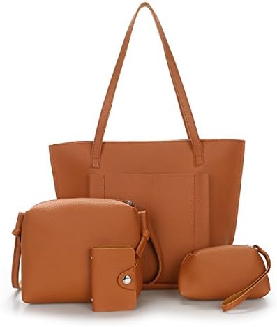 Ladies New Fashion European And American Style Shoulder Bag Four Sets,Brown-OneSize