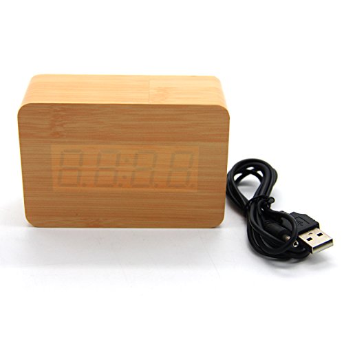 Evilandat Holz LED Digital Wecker Uhr mit Geräuschaktivierung Temperaturanzeige (Kein Adapter oder Batterien) - 8