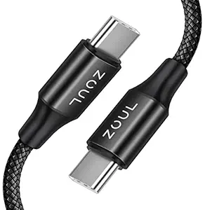 Zoul Type C to Type C Fast Charging Cable 2M/6ft USB C Nylon Braided Cord Compatible with Samsung Galaxy S20 Ultra S20+ Note10 Plus Huawei P30 / P30 Pro / P20 / P20 Pro (2M, Black)