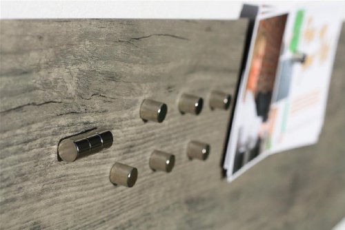 Magnet-Tafel/Board in Holz-Optik: Eiche „Grau“, Pinnwand aus Vinyl mit Stahl-Rückseite, 100cm x 22,5cm - 2