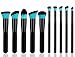 INMOZATA 10PCS Professional Premium Kabuki Makeup Brush Set Foundation Blending Blush Eyeshadow Face Powder Brush Makeup Brush Kit Black Blue