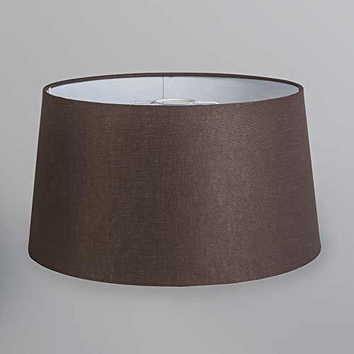 QAZQA Leinen Lampenschirm 40cm rund DS E27 leinen braun , Rund konisch Schirm Pendelleuchte, Schirm Stehleuchte, - 3