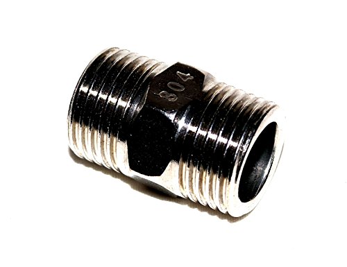 NO:304/ 1 Edelstahl Gewinde Gewindefitting Fitting Doppelnippel Anschluss 2 x 1/2" Zoll AG Aussengewinde in der mitte mit 6-Kant