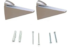 Emuca - Juego de soportes para estante de madera o cristal Halcon, Plástico y Zamak, Pintado aluminio