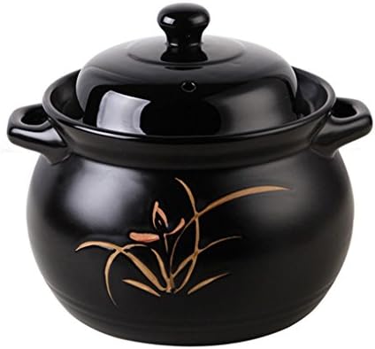 TFguo casserole pot Casserole Ceramic Home Pot Black Glaze Open Fire High Temperature Stone Pot Pottery Pot Pot Soup Pot 4.1L casserole pan