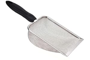 Gehanico Katzenstreuschaufel Kotschaufel Metall mit Komfortgriff Katzenklo Schaufel Metall für Katzen Hunde Kaninchen Streuschaufel aus Feinem Sand für die Katzentoilette 3 Größen (S 2x2mm)