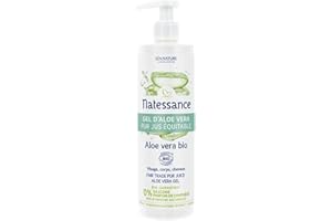 NATESSANCE | GEL D’ALOE VERA | Rafraîchit & Hydrate la peau | Aloe Vera Bio | Visage – Corps – Cheveux | Texture gélifiée – Sensation de fraîcheur | 99% d’ingrédients d’origine naturelle | 400 ml