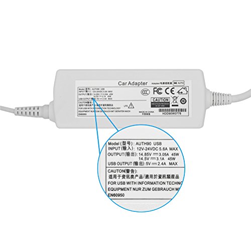 Original iProtect® Auto KFZ Universal Adapter Netzteil Ladegerät 45W für Apple MacBook mit MagSafe 2 Netzanschluss Charger + 2 zusätzliche USB Anschlüsse für iPhone / iPad in weiß - 3