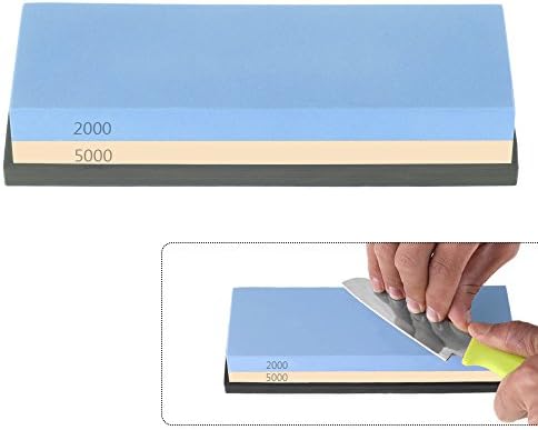 A0ZBZ Whetstone, Knife Sharpening Stone 2000/5000 Grit Combination Waterstone Sharpener with Silicone Anti-Slip Base Holder