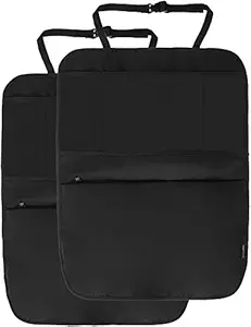 AmazonBasics Vinyl Car Seat Organizers Kick Mats (Black, Pack of 2)