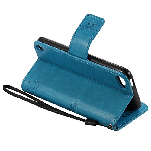 Nancen Tasche Hülle für Apple iPod Touch 5 / 6 (4,0 Zoll) Flip Schutzhülle Zubehör Lederhülle mit Silikon Back Cover PU Leder Handytasche im Bookstyle Stand Funktion Kartenfächer Magnet Etui Schale - 4