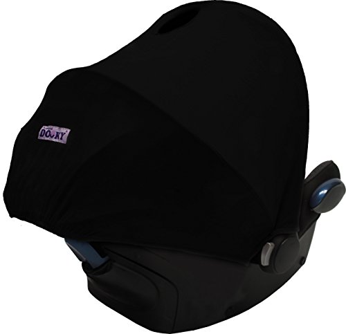 Original DOOKY HOODY ** Style UV+ ** Universal Verdeck / Dach für Maxi Cosi Cabrio / CabrioFix / Pebble / Citi, Römer und andere Babyschalen Gruppe 0+ als Sonnenschutz / Windschutz / SonnenDach / Sonnenverdeck (SCHWARZ) - 3