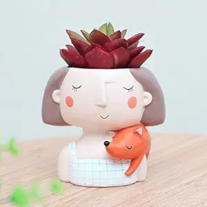 KARARI Combo Pack of 1 pcs Thinking Girl, Imported Resin Pots Unique & Trendy Design Succulent Pots desiner planters 1 pcs(KK949)