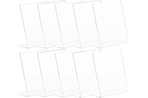 CAASFOOY 10 Pezzi Espositore da Tavolo, Porta Avvisi da Tavolo, A6 Espositore per Poster, Forma a L Chiaro Acrilico Poster da Banco Espositori Plexiglass per Poster, Bancone Negozio