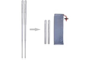 iBasingo Titanium Telescopic Chopsticks Camping Cutlery Detachable Folding Chopsticks Outdoor Travel Portable Tableware Small Lightweight Flatware Business Picnic Hiking Fishing Dinnerware Ti1004T