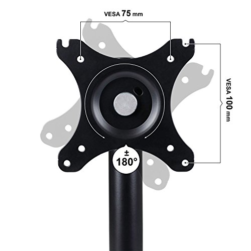 eSmart Germany TV-/Monitor-Tischständer 25 – 76 cm (10 – 30 Zoll) neigbar VESA 75 x 75 bis 100 x 100 neigbar + schwenkbar + drehbar + Pivot-Funktion Schwarz Montagelöcher am TV max. 100 x 100 mm (Breite x Höhe) - 6