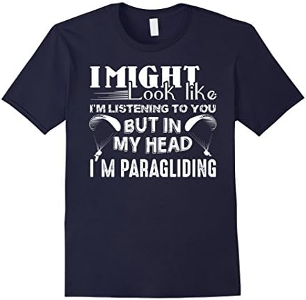 Men's Paragliding T shirt - In My Head I'm Paragliding Shirt XL Navy