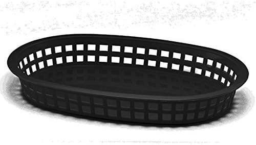 Tablecraft 'Chicago Platter' Oval Plastic Serving Basket in Black 27 x 18 x 4cm-2PK