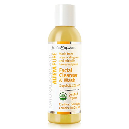 Alteya Organic Facial Cleanser & Wash 150ml - Grapefruit and Zdravetz - USDA Certified Organic 100% Biodegradable Soap - Pure Natural Earth Friendly Vegan Purifying Liquid Face Cleanser Based on Therapeutic Grade Refreshing Grapefruit and Bulgarian Zdravetz Essential Oils - Clarifying and Detoxifying for Combination Oily Skin