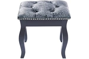 BTGGG Dressing Table Stool 24D Soft Padded Cushion Piano Chairs,Ottoman Makeup Table Vanity Stool Chair Small Corner footstools Living room bedroom chairs(40 * 30 * 45cm) Sliver Grey