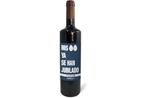 Regalo original. Botella de vino tinto Mis huevos ya se han jubilado. 75cl.