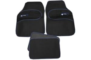 WHEELS N BITS Universal Blauer Rand Schwarz Teppich Tuch Autoteppiche 4 Stück Kompatibel mit Honda Jazz CRV CRX