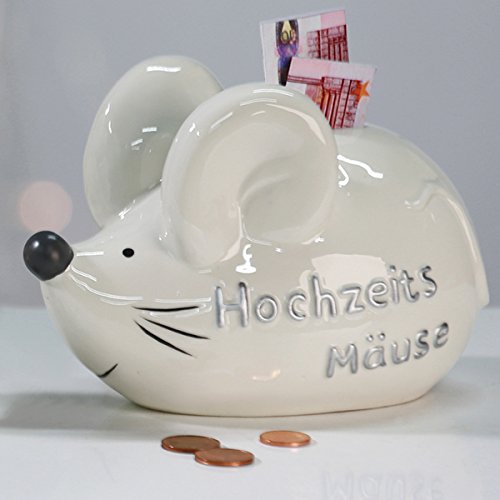 Spardose Hochzeitsmäuse Porzellan Länge 16cm