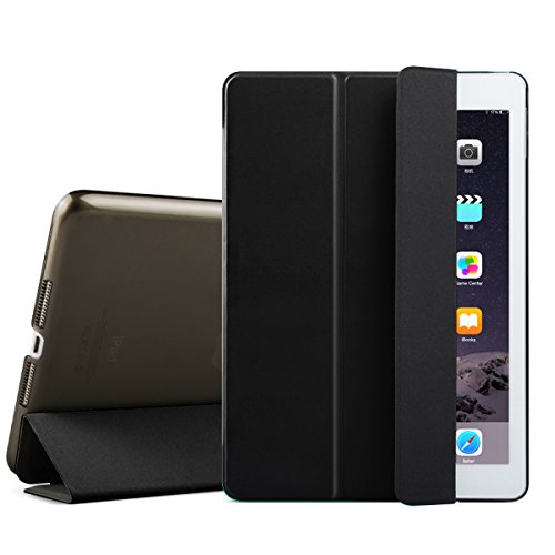 iPad Air 2 Hülle, Toeoe iPad 6th Auto Aufwachen / Schlaf Funktion Schutzhülle mit Lichtdurchlässig Rückseite Abdeckung und Eingebautem Magnet für iPad Air 2 (Schwarz) - 2