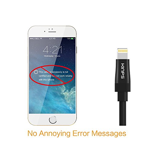iPhone 5 Kabel, Kinps [Apple MFi Zertifiziert] 3m Extralang Lightning Kabel Ladekabel Datenkabel für iPhone 6/ 6s / 6 Plus / 6s Plus / 5s / 5c / 5,iPad mini, iPad Air / iPad Air 2 (Schwarz) - 5