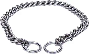 DCM PET Zone Diamond Cut Chrome Plated Steel Choke Chain for Dogs Training Chain (Medium) - 17 inch with 2 Metal End Circles for Dog Tags