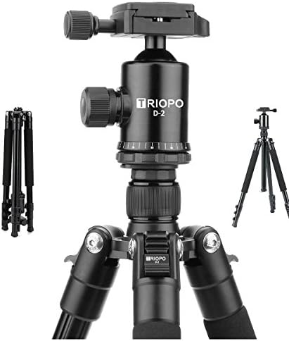 Triopo Travel Tripod Stand 61.8 Inch, Lightweight Aluminum DSLR Tripod for Canon Nikon Sony &amp; GoPro,360 Degree Ball Head,Quick Release Plate
