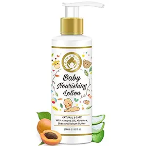 Mom & World Baby Nourishing Lotion - with Almond Oil, Aloevera, Shea & Kokum Butter for Normal skin- 200 ml