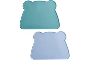 CUTIOLLY Manteles de Silicona para Bebé,2pcs Manteles de Silicona para Niños,Mantel Individual de Silicona para Niños,Manteles Individuales de Silicona,Manteles de Silicona para Bebés y Niños