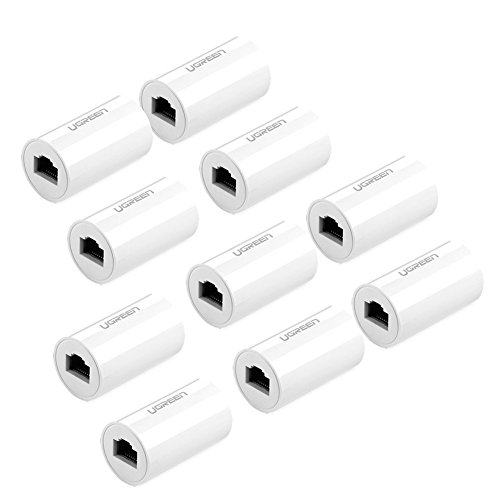 UGREEN Cat6 Netzwerkadapter RJ45 8P8C Netzwerkkabel Verbinder Kupplung Netzwerkkoppler geschirmt Buchse auf RJ45 Buchse Blitzschutz Rund Weiß (Zehn Stücks)
