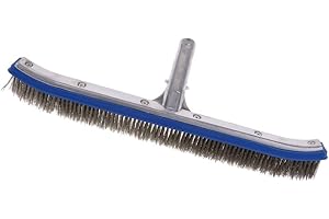 B Blesiya 5 Types Professional 10'' / 18'' Stainless Steel/Plastic Swimming Pool Algae Brush Clip Handle, E 18 Inch Steel Wire