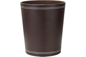 KINGFOM™ Classic Leather Waste Bin, Creative Waste Paper Basket, Storage Bin for Office, Home and High Class Hotel (Brown)