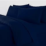 Roy Textile Ltd Plain Dyed Duvet Cover with Matching Pillow Cases Bedroom Bedding Set (Navy Blue, Double)