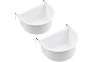 MEISH 2Pcs Bird Feeding Dish Bird Cage Feeding Bowls D-shaped Bird Food Plastic Cups with Hook Hanging Cup Food Dish