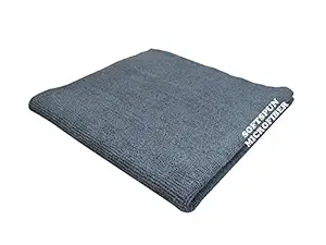 SOFTSPUN Microfiber Cloth - 1 pcs - 40x40 cms - 340 GSM Grey - Thick Lint & Streak-Free Multipurpose Cloths - Automotive Microfibre Towels for Car Bike Cleaning Polishing Washing & Detailing