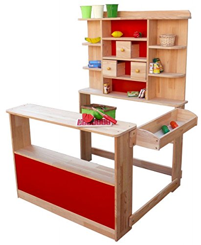 Preisvergleich Produktbild Coemo Kaufladen Kaufmannsladen Verkaufsstand Marktstand Holz für Kinder - ohne Zubehör