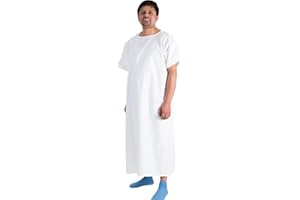 Interweave Healthcare Hospital Patient Operation Gown One Size, Unisex Fit, Opening at Back - As Used by The NHS, White With Diamond Pattern